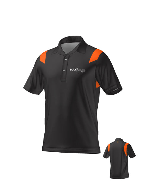 Men’s Elite Block Polo – Black & Orange Edition