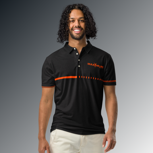 Men’s Tradition Tech Polo – Black & Orange Edition