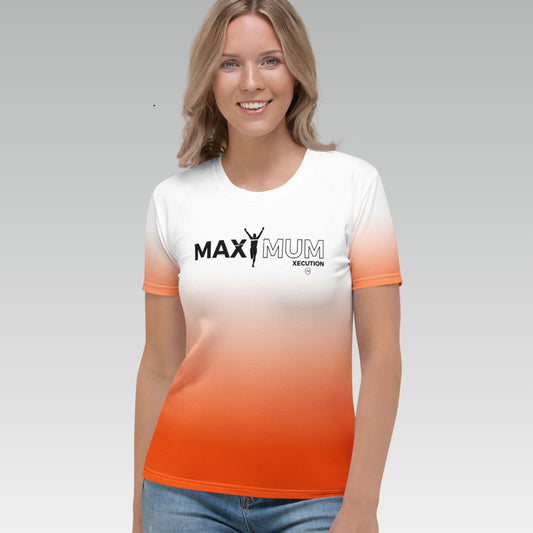 Women's MX Fade Performance Tee (White/Orange)